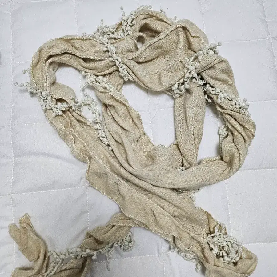 빈티지 모리걸 폼폼 머플러