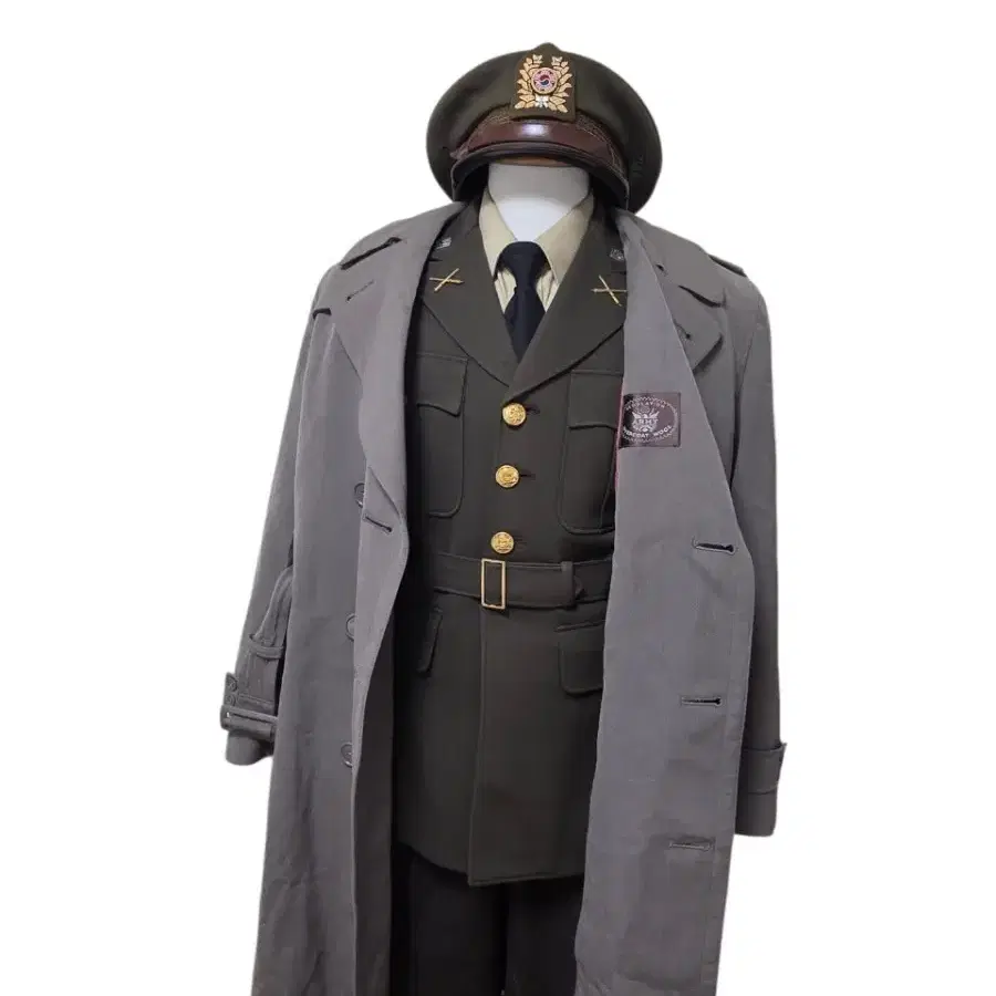 1950년대 한국군 미군 장교용 울 개버딘 오버코트 빈티지
