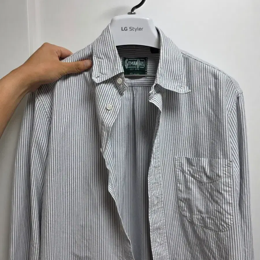 Gitman vintage 깃먼 짓먼 빈티지 셔츠 그레이 스트라이프 M