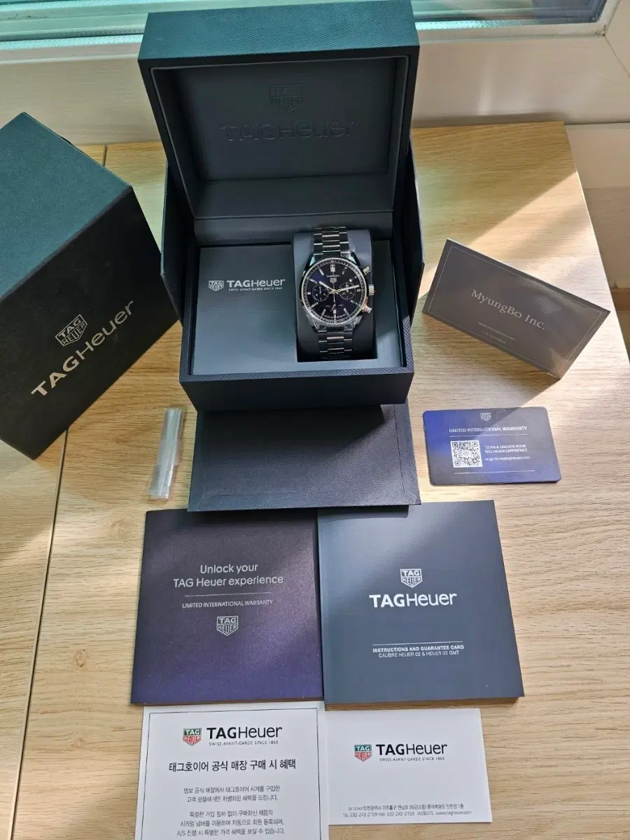 태그호이어 까레라 호이어02 크로노그래프 오토 시계 청판 42mm,
