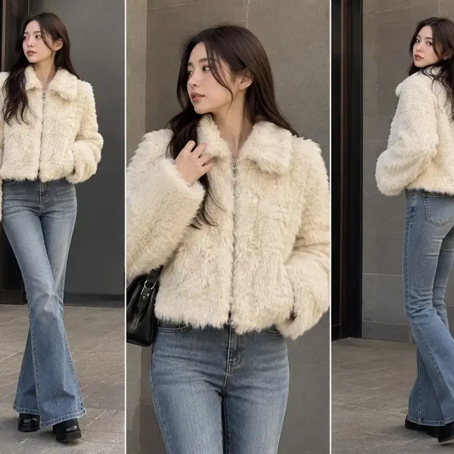 스타일난다 in Korea 푸들퍼 숏 집업 자켓 Free size
