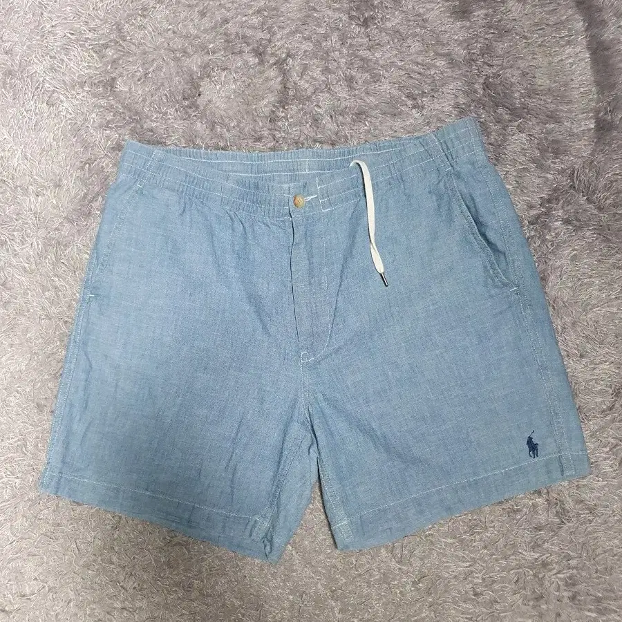 폴로 랄프로렌 청반바지 샴브레이 프랩스테 데님 쇼츠 qr탭 L
