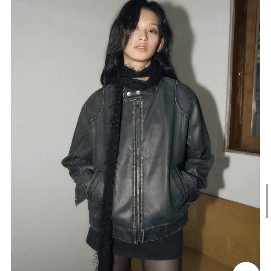 헬레네파리스 워시드 레더 블루종 점퍼