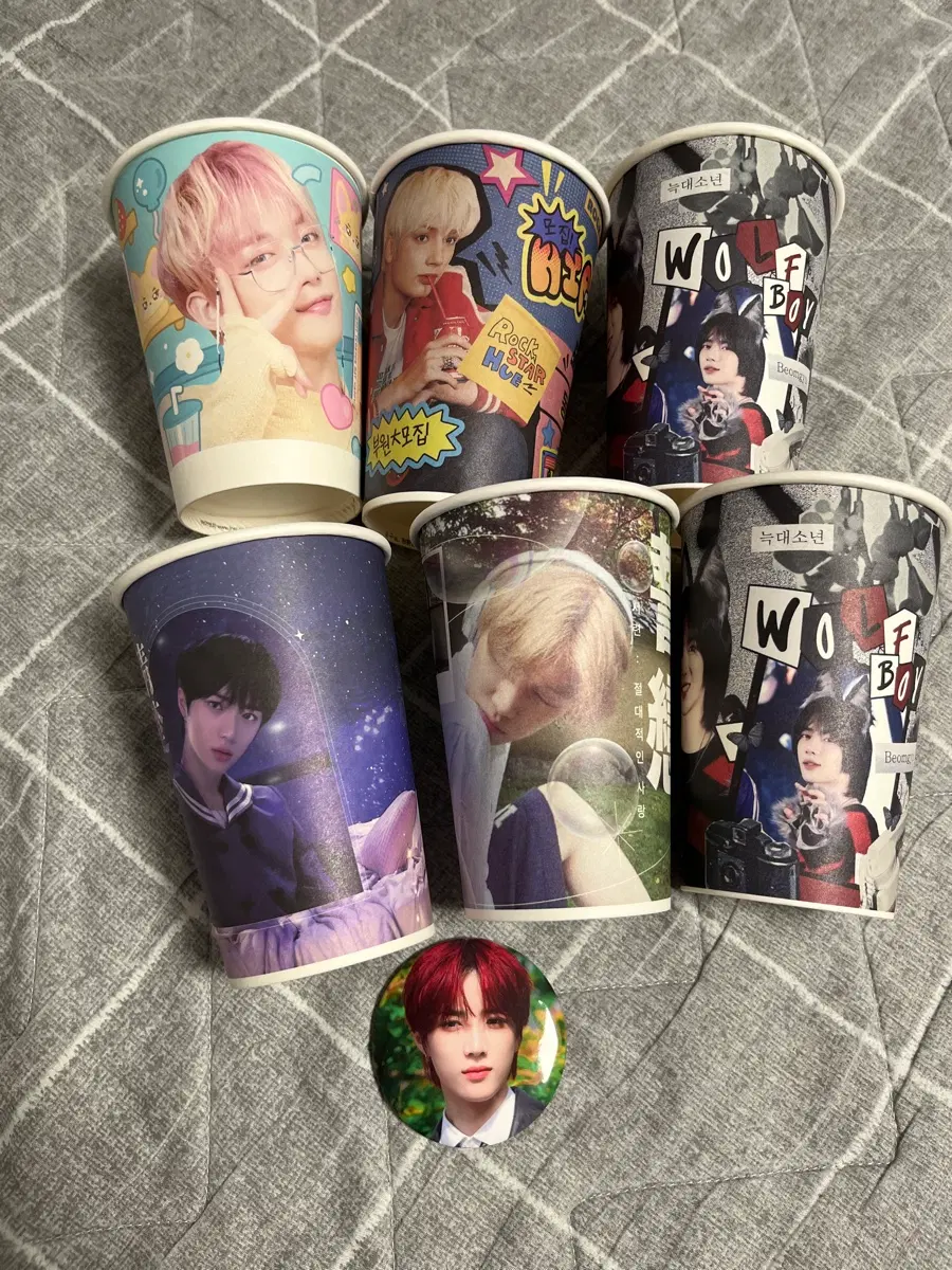 투바투 연준 범규 생카굿즈 컵홀더, 핀뱃지 일괄