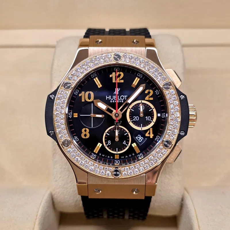 위블로 빅뱅 44mm 로즈골드 18k 금통 블랙 오리지널 다이아몬드