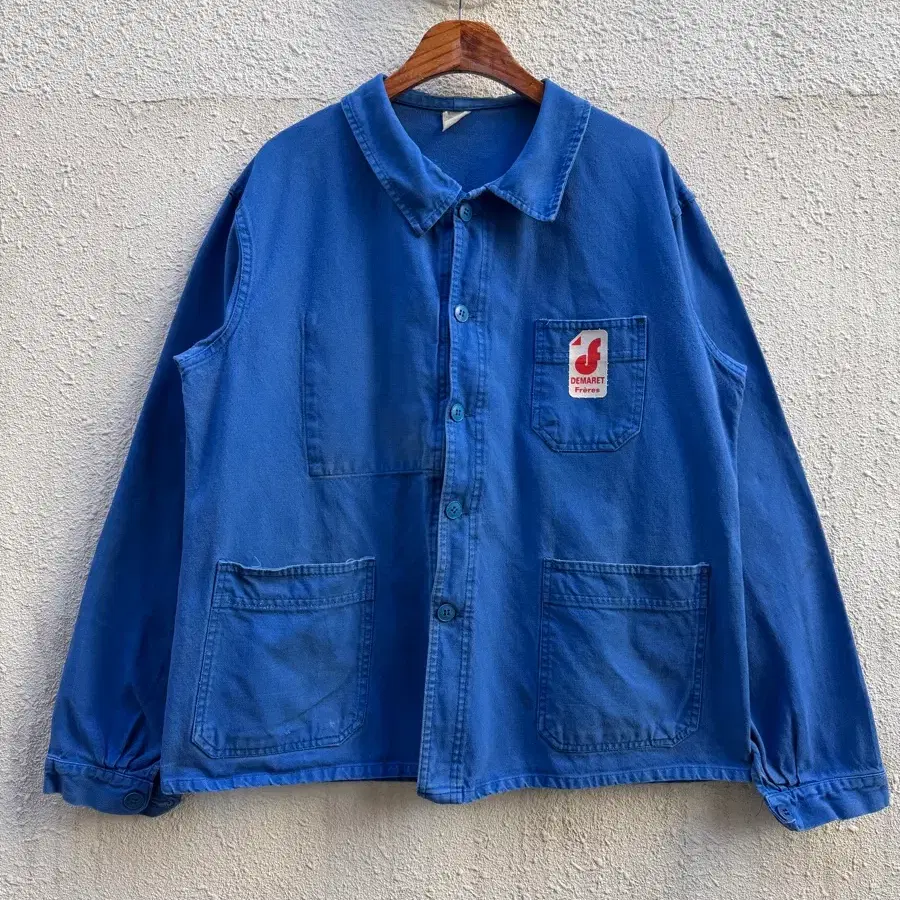 NATURAL FADED 1970s DISTRESSED FRENCH WORK 라운드카라 프렌치워크자켓
