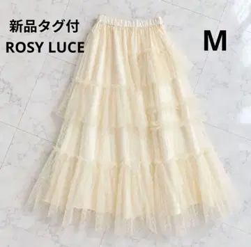 [택 포함 새상품] ROSY LUCE 도트 볼륨 샤샤 스커트 화이트 M