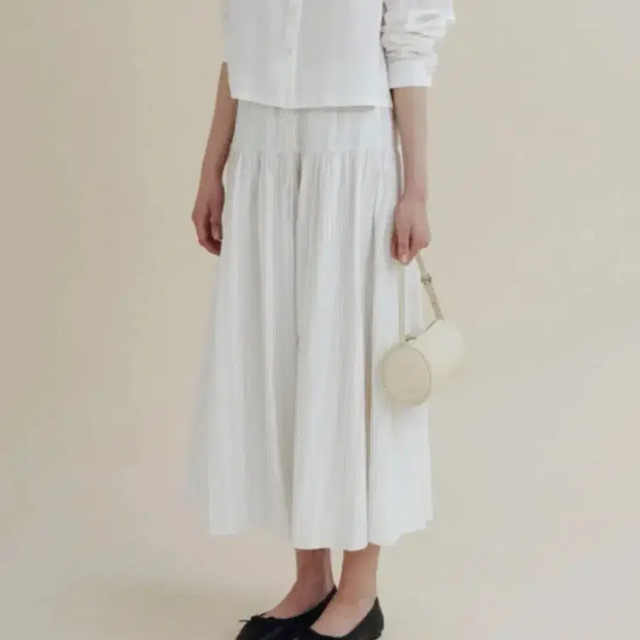 망고매니플리즈 스트라이프 롱스커트 치마 MOOI SHIRRING SKIRT