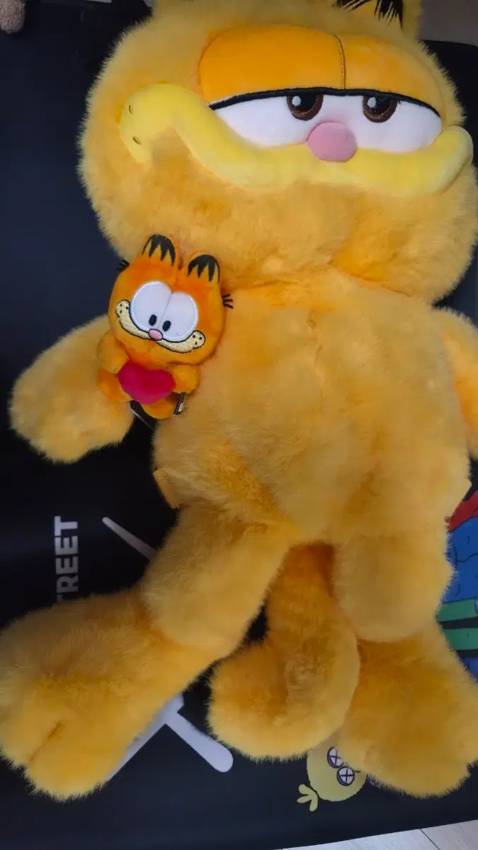 2개 일괄 가필드 대형 인형 가방 + 10cm 키링 고양이 백팩 애기가방
