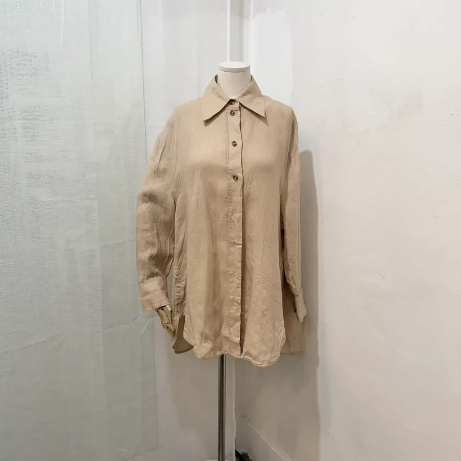 (32)코스 cos 오버핏 린넨100 베이지긴팔셔츠 블라우스 5260