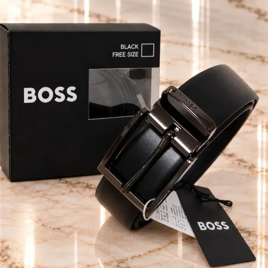 (새상품)휴고보스(HUGOBOSS)명품 이탈리아 소가죽 정장 남자 벨트 블랙 FREE 선물