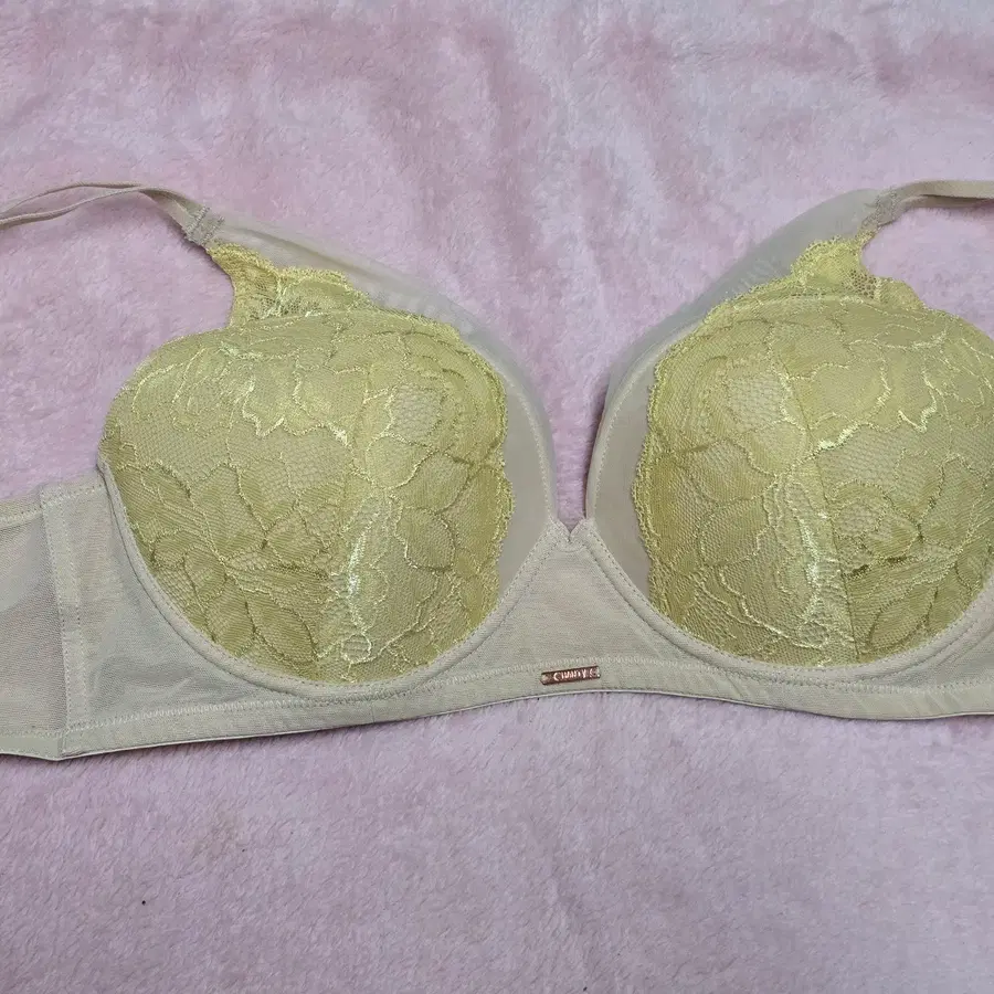 (중고) 여성 샹티 옐로우베이지 레이스 브래지어 85C