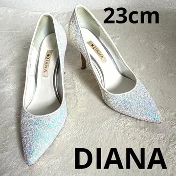[ 상태 좋음 ] DIANA 글리터 스틸레토 화이트 블루 23cm