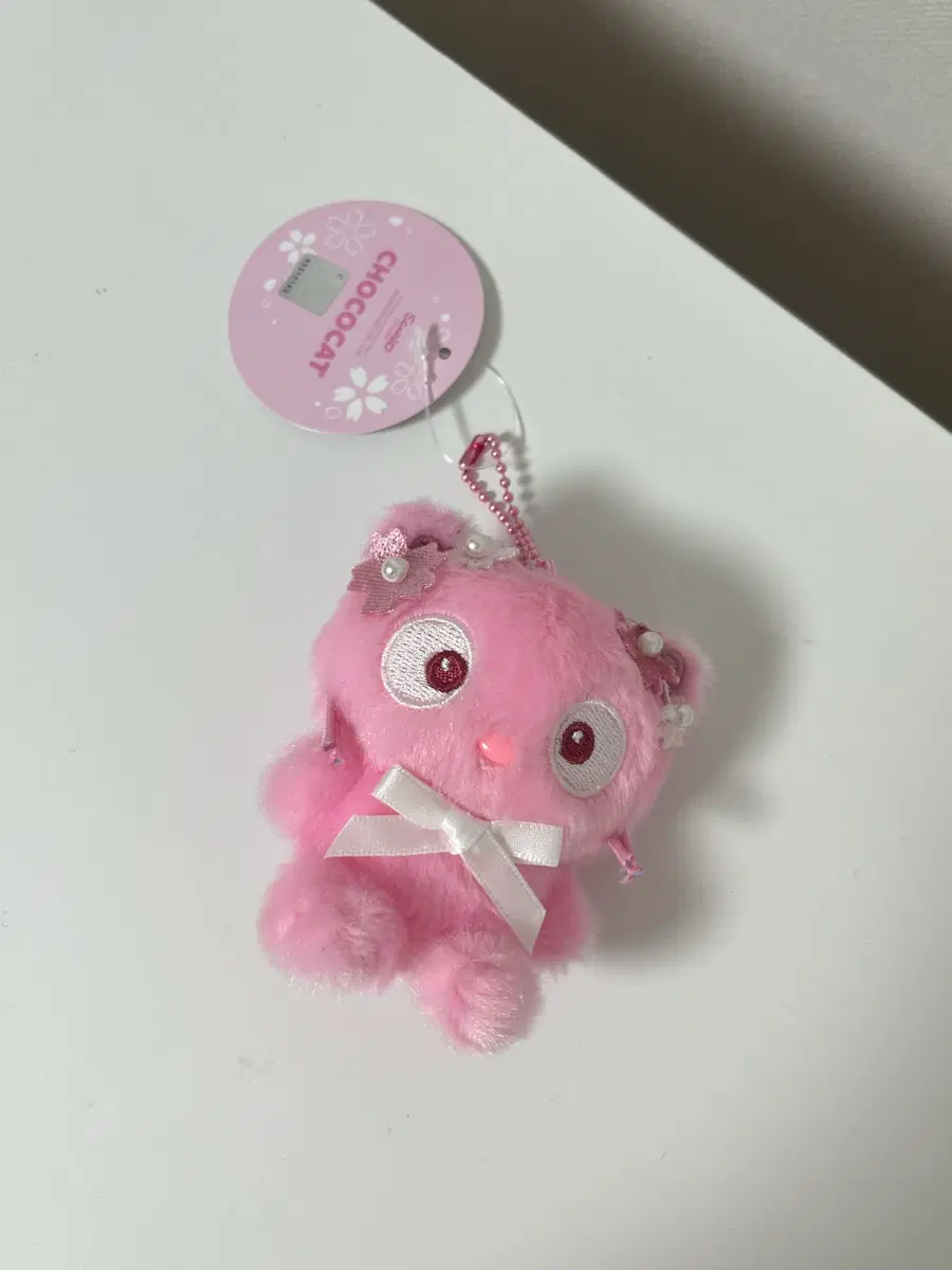[새상품]초코캣 벚꽃 핑크톤 가방걸이 키링 8cm