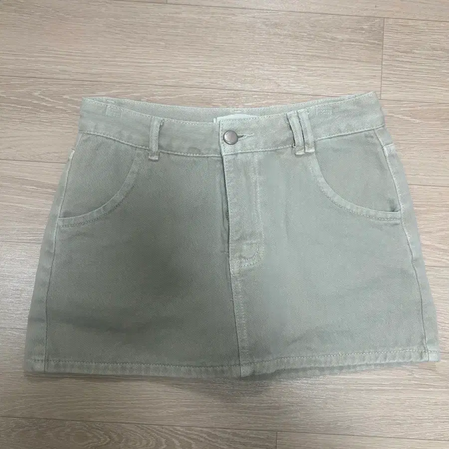 베이지 데님 미니스커트
