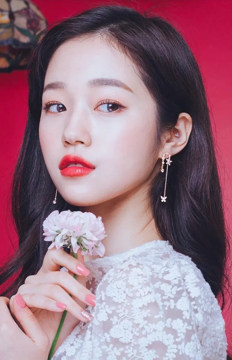 (노윤서 착용) 나비 드롭 귀걸이 핑크골드