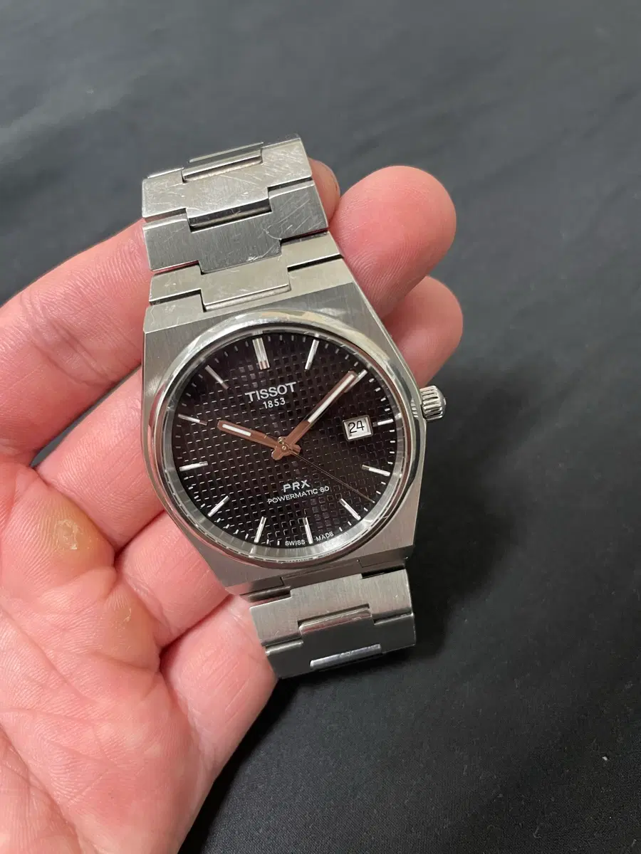 티쏘 PRX 40mm 파워매틱 80 블랙 검판
