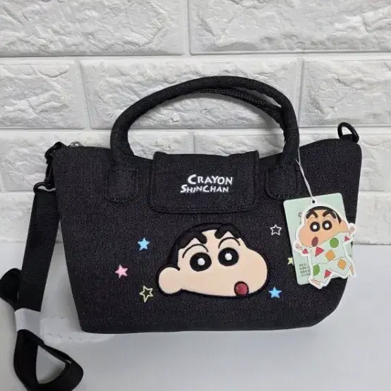 크레용 신짱 토트백 데님 검정 개당가격 새상품 입니다