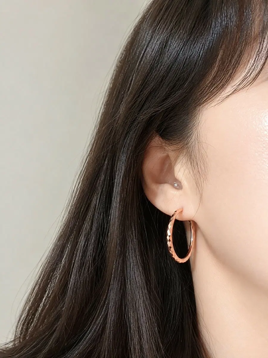 14k 컷팅 후프 링 귀걸이