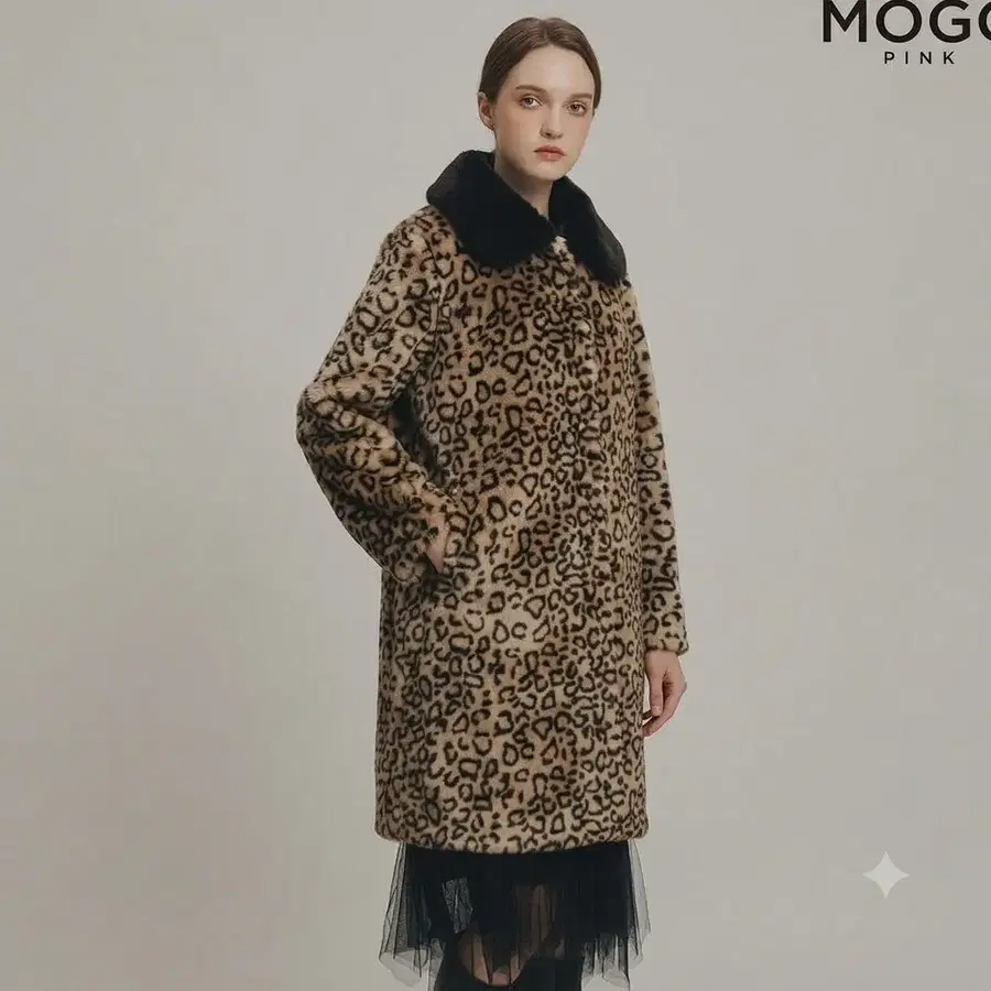 (미착용 상품) 고급형 MOGG레오파드 퍼 롱코트
