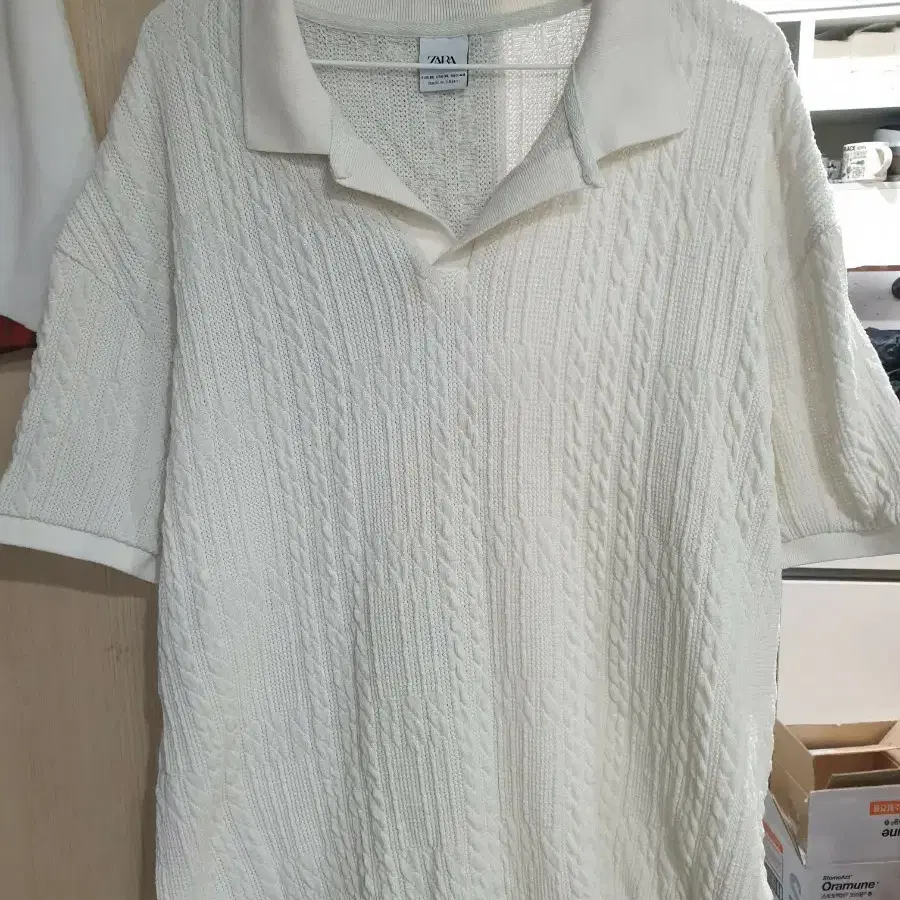 무배)자라 니트 반팔 카라 pk 셔츠 xl