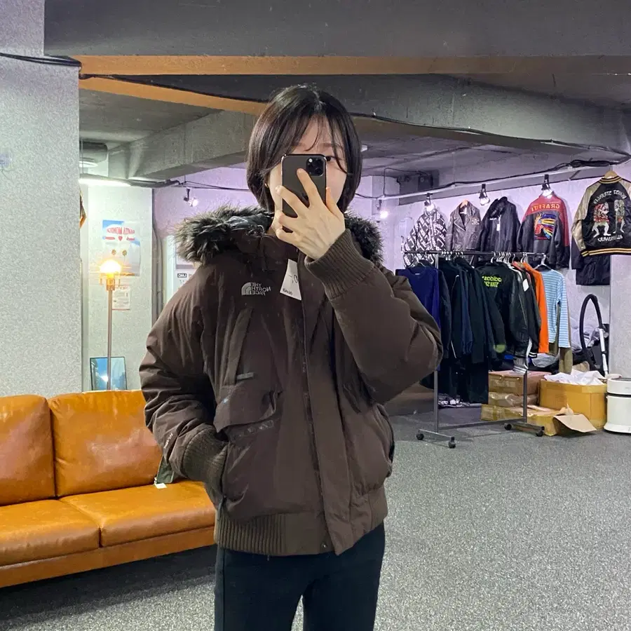 노스페이스 하이벤트 브라운 숏패딩 B6063