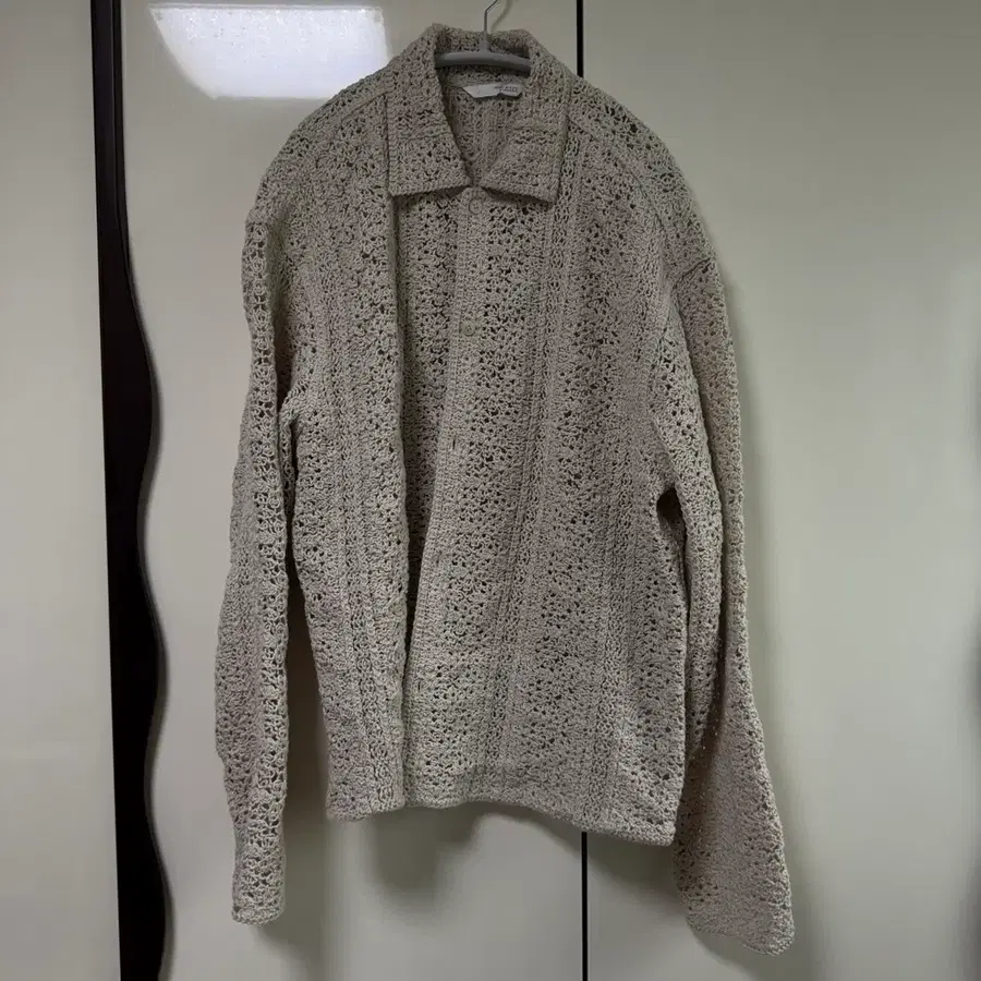 자라 크로셰 스트럭처 오버셔츠 가디건 샌드 L