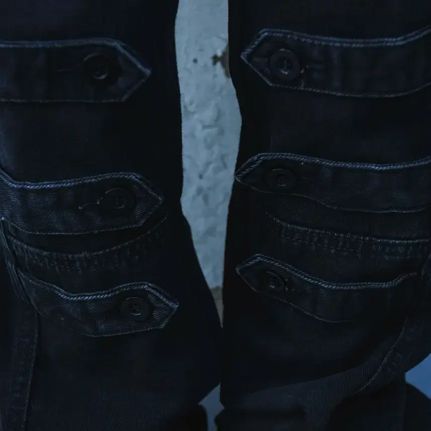 Button Details Black Pants