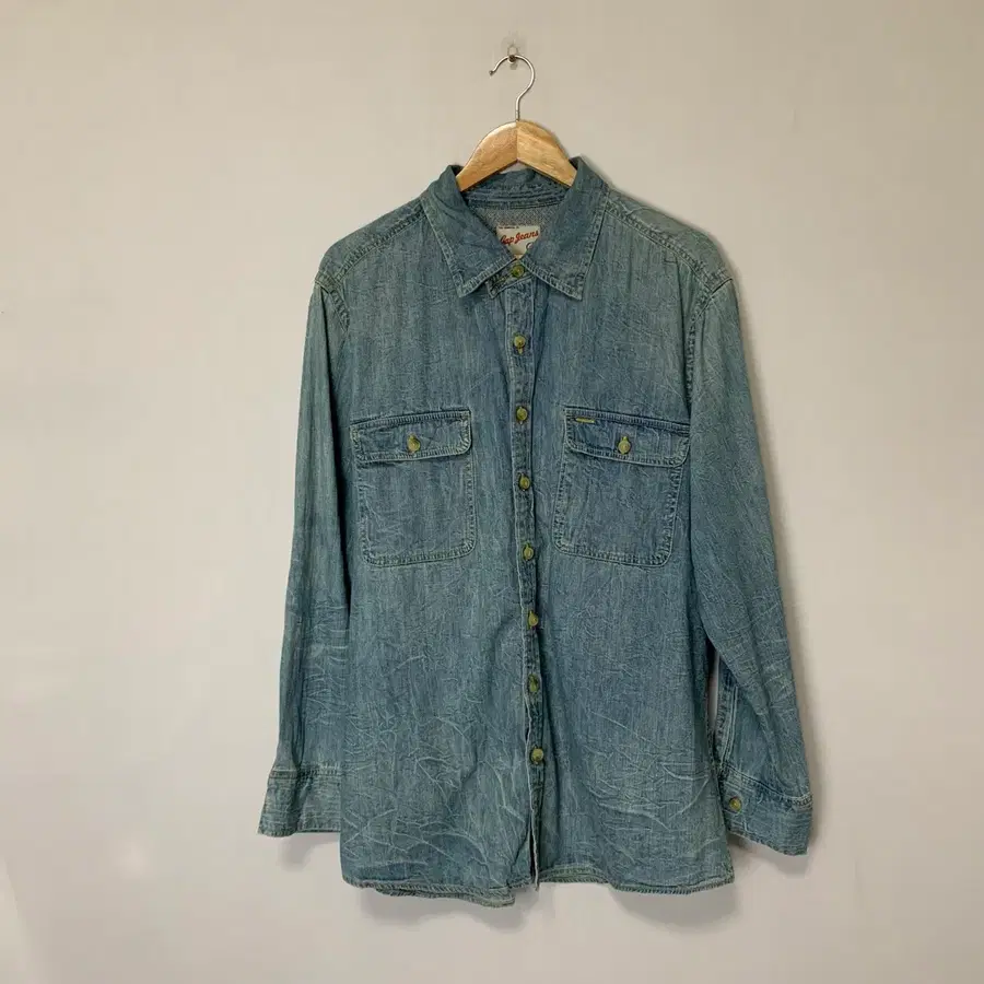 올드 갭 GAP Jeans 빈티지 y2k 워싱 돌청st 데님 연청 셔츠 XL
