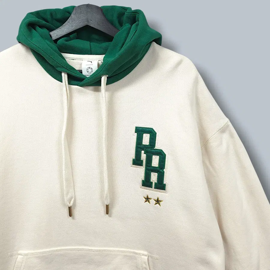 [L~XL] 푸마 X 루이지 아이보리&그린 뉴욕 월드와이드 자수 후드티셔츠