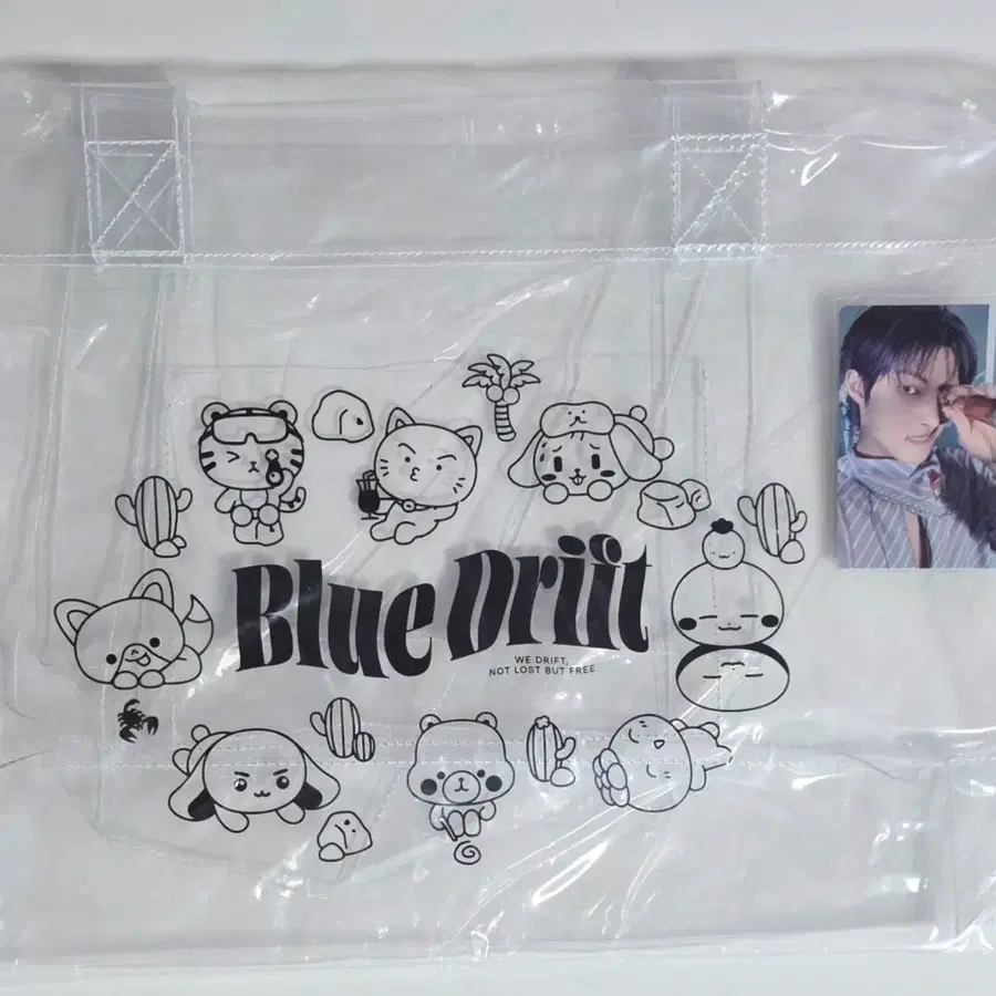 에이티즈 민기 8주년 전시회 클리어 쇼퍼백 가방 BLUE DRIFT