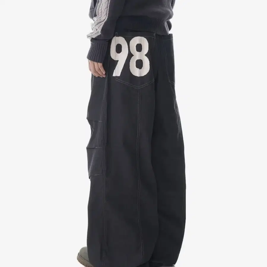 아캄98 핀턱 데님팬츠 블랙