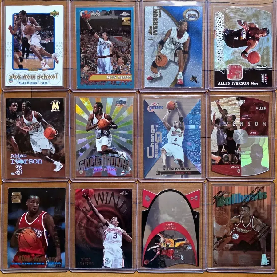앨런 아이버슨 농구카드 12장 일괄 SPx Die Cut  Formidable  Topps Chrome MVP 등