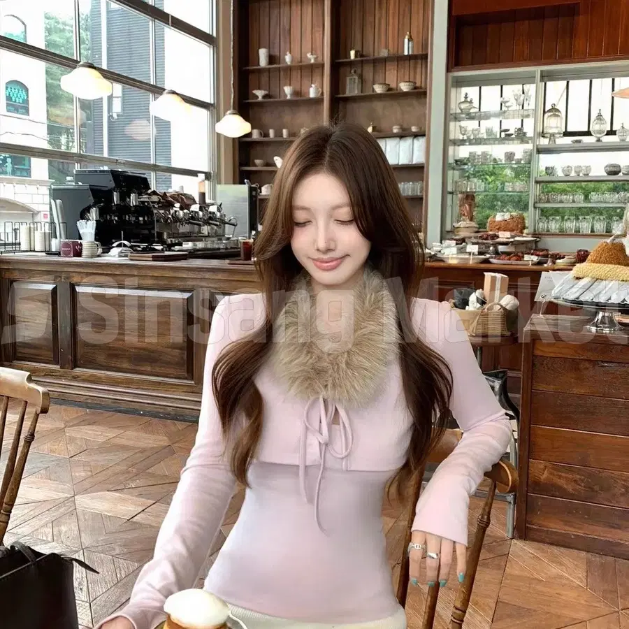 [빠른발송] 퍼키세트 크롭가디건 끈나시 퍼카라