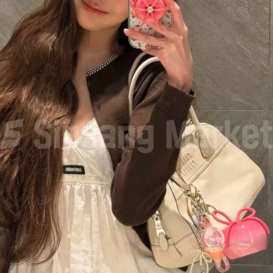 [빠른발송] 뉴 자수 넥 가디건 스커트선택가능 라운드 니트