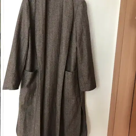 LEH 레 브라운 헤링본 숄카라 코트 울 자켓 가디건 결혼식 하객룩