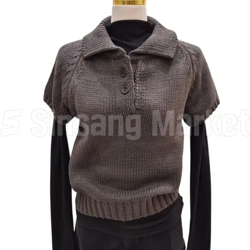 [빠른발송] 카라 뜨개 반팔 니트 뜨개 카라 반팔 저가주의 원단다름 리티