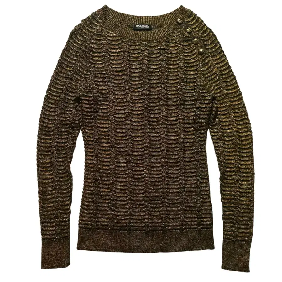 [여S,매장판] 2014 Balmain Paris Gold Metallic Military Knit Sweater