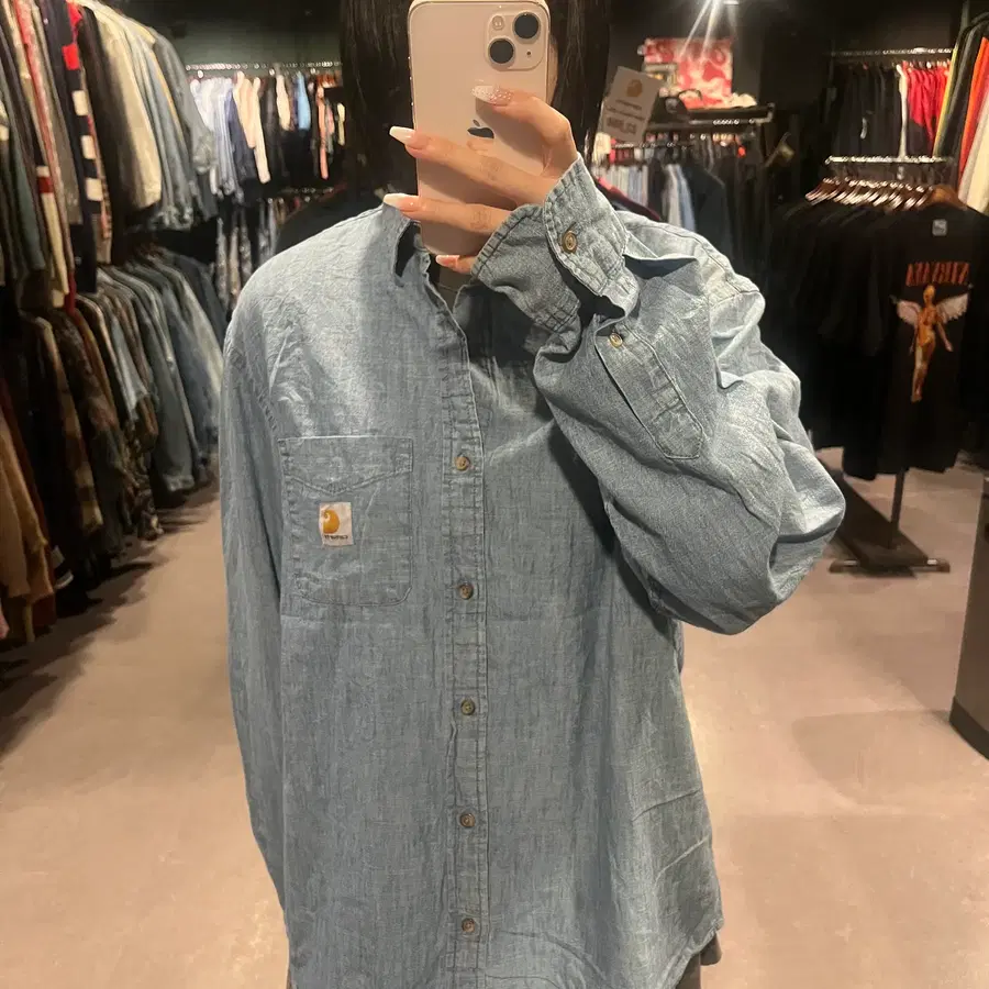 (079) CARHARTT 칼하트 라이트블루 샴브레이 워크 셔츠