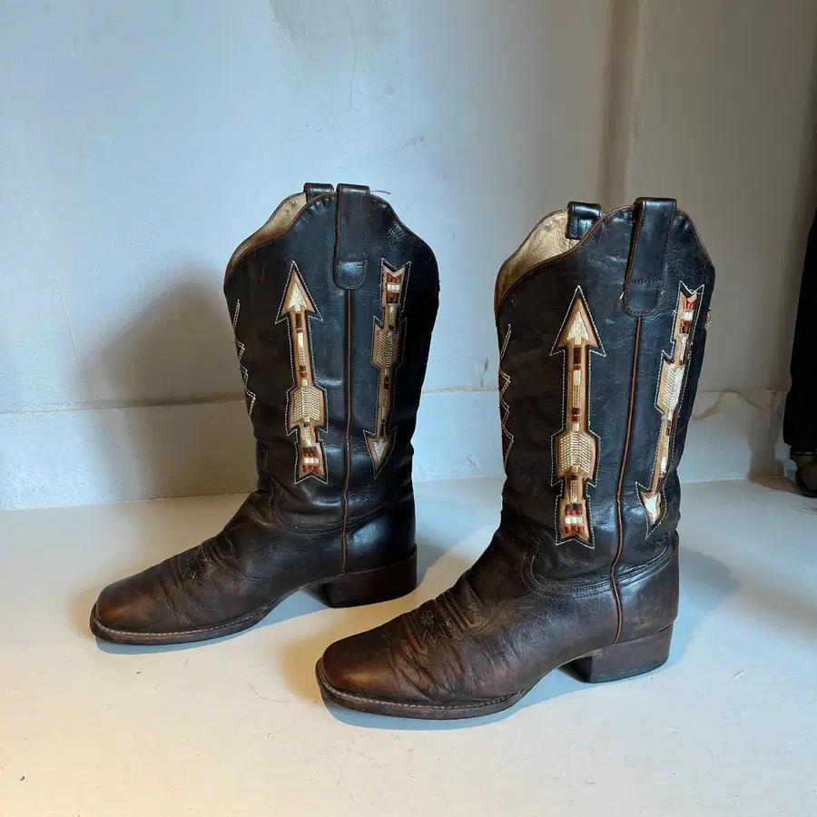 Western Pattern Leather Long Boots 웨스턴 인디언 가죽 롱부츠 41