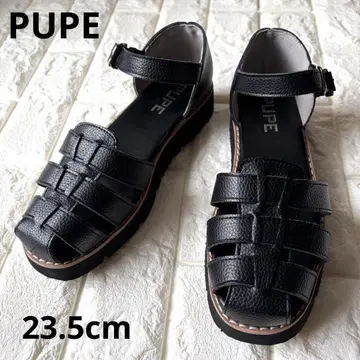 [새상품급] PUPE 가죽 구르카 샌들 통굽 37 23.5cm 블랙