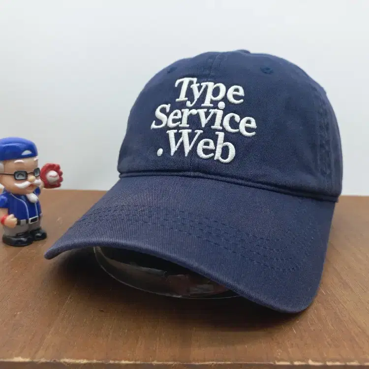 타입서비스 TYPESERVICE 웹 시그니처 타이포그래피 볼캡 야구모자 네이비