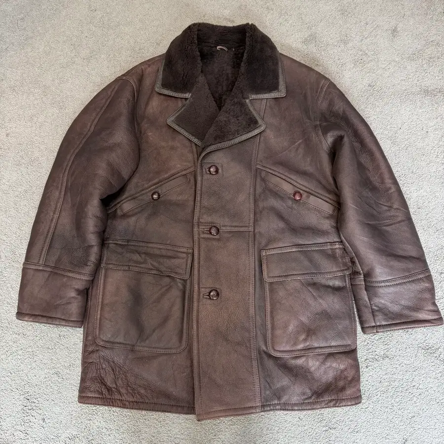 VTG 브라운 양가죽 카코트 무스탕 자켓L