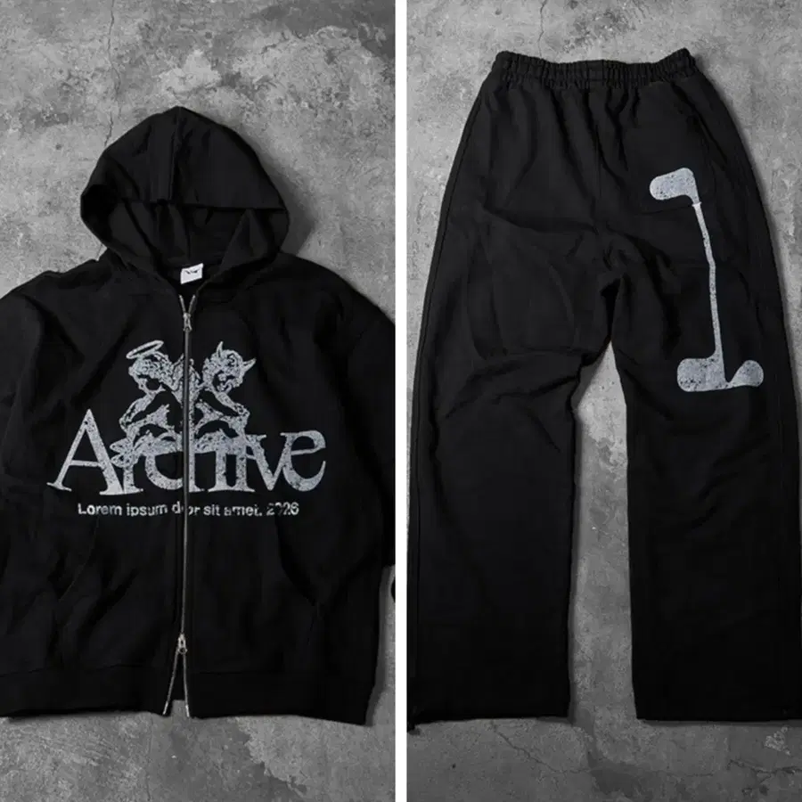 우즈 MD Archive.1 Hood Zip-up pants 세트