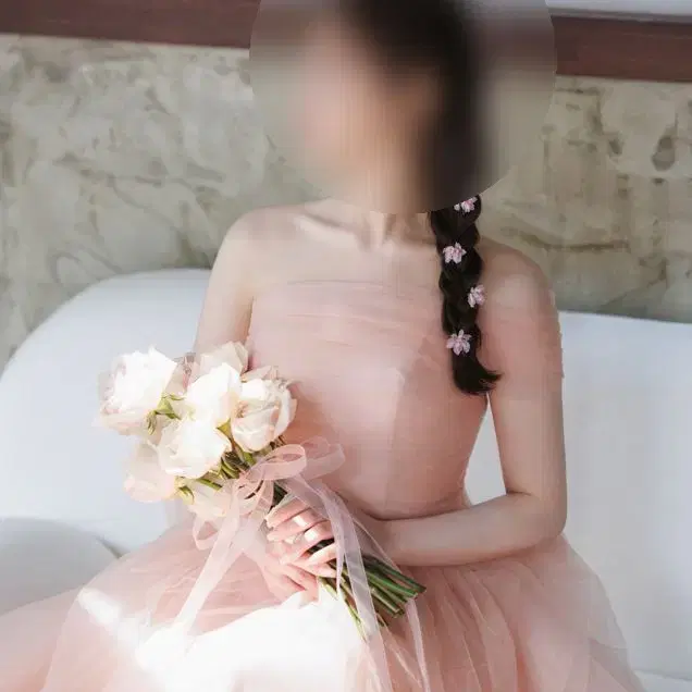 웨딩촬영 유색 핑크드레스