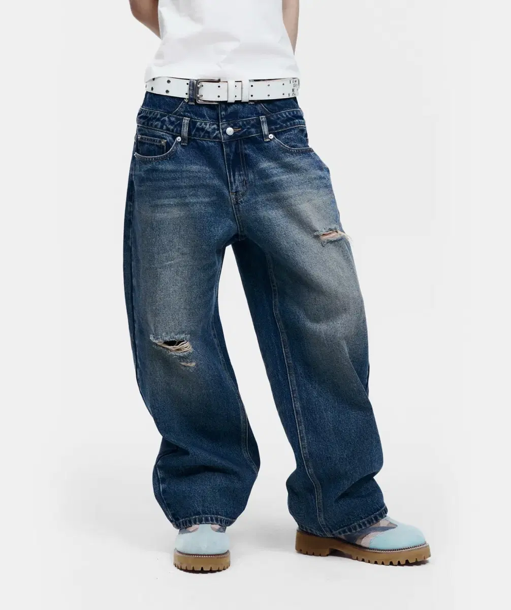 Aakam Double Lay Denim Pants Blue 1