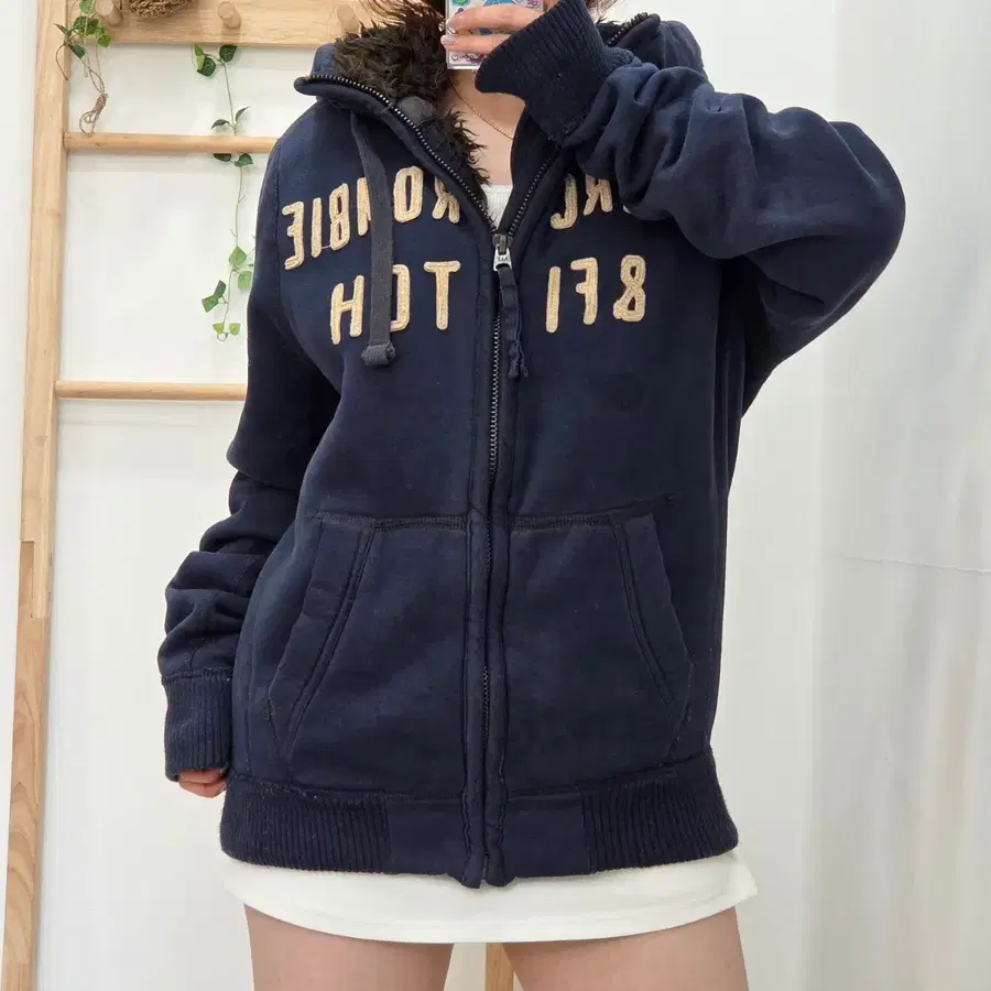 M/아베크롬비 울프죠 후드집업 네이비