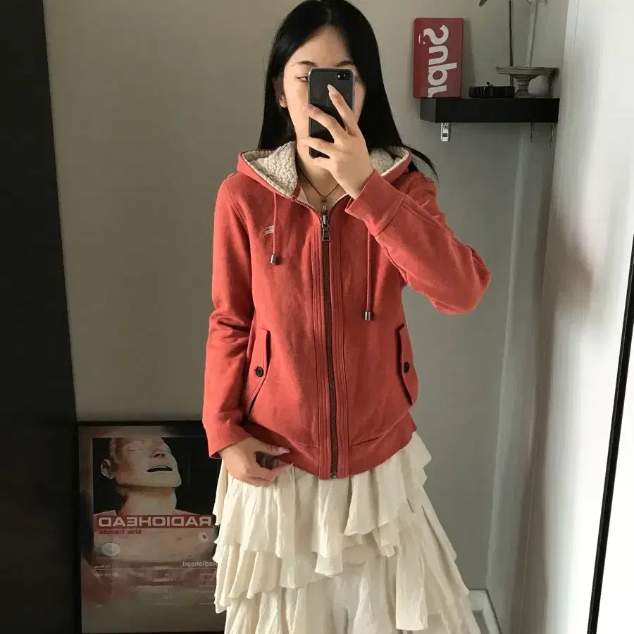 버버리 블랙라벨 기모양털 후드집업