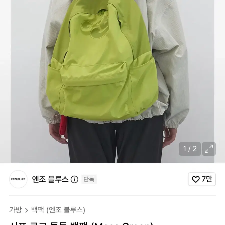 (구해요!!)엔조 블루스 서프 로고 투톤 백팩 (Moss Green)