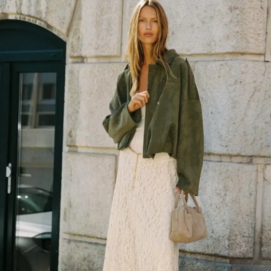 ZARA 자라 스웨이드 봄버 재킷 카키 XS